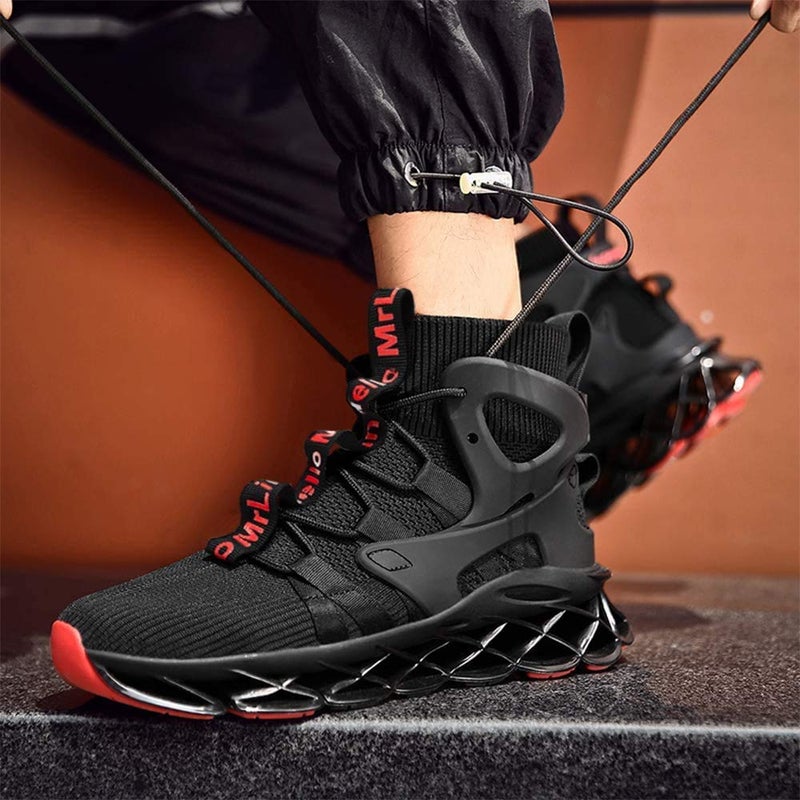Hello MrLin Men's Running Shoes Non Slip Athletic Tennis Walking Blade Type Sneakers Hip Hop Black - Image 2